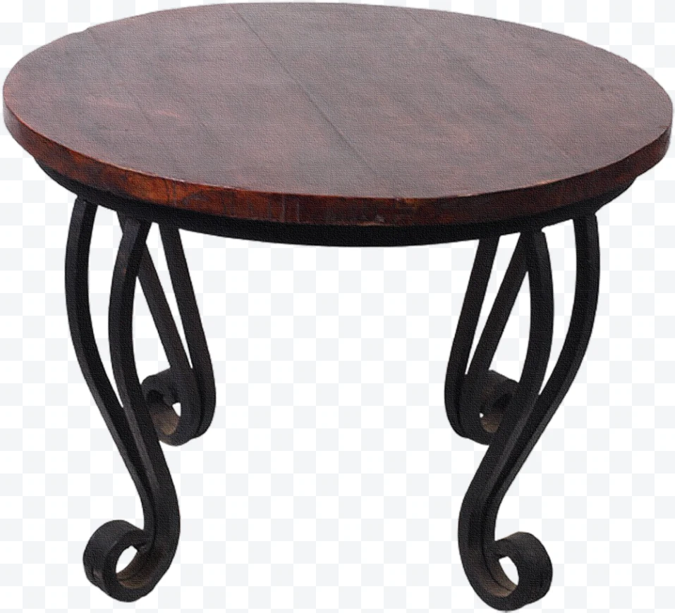 Round table with wrought iron legs