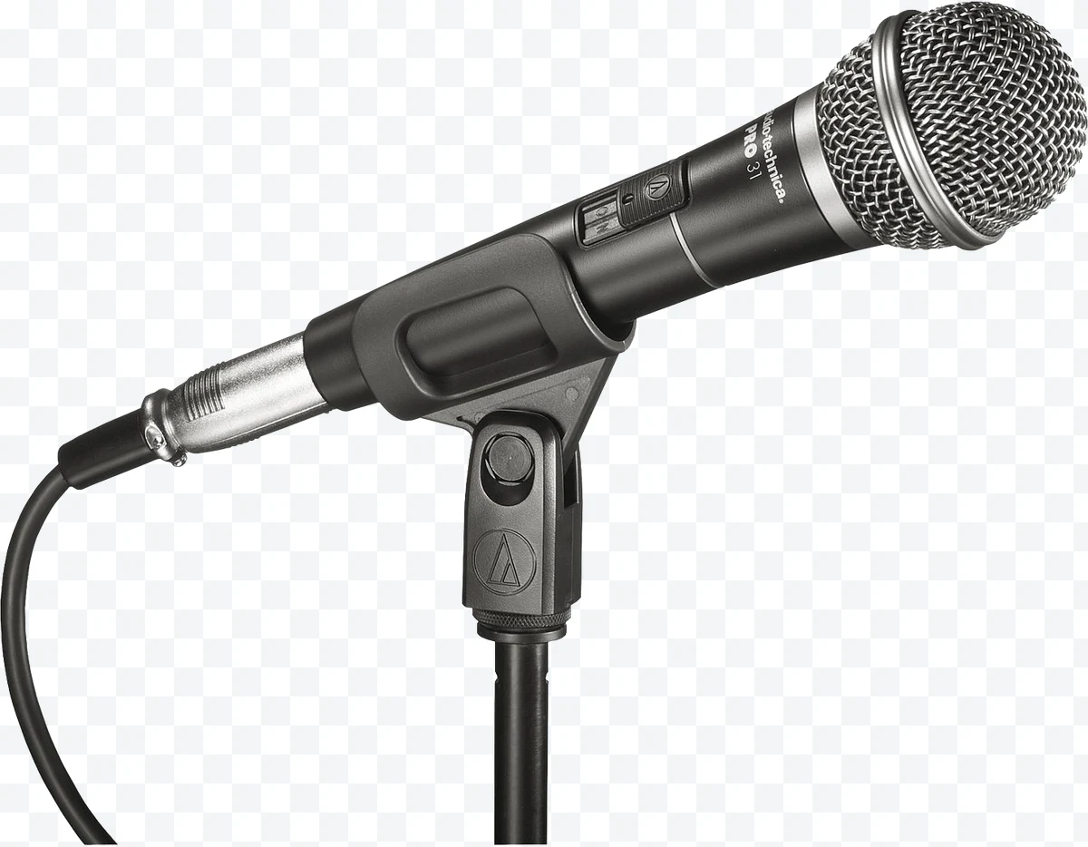 Black Audio-Technica PRO 31 microphone with stand and cable