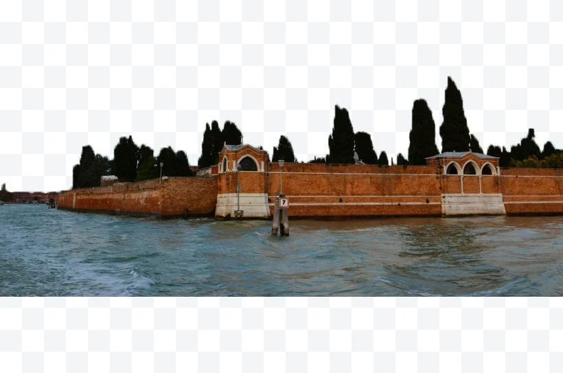 Walls and trees by the water in Venice