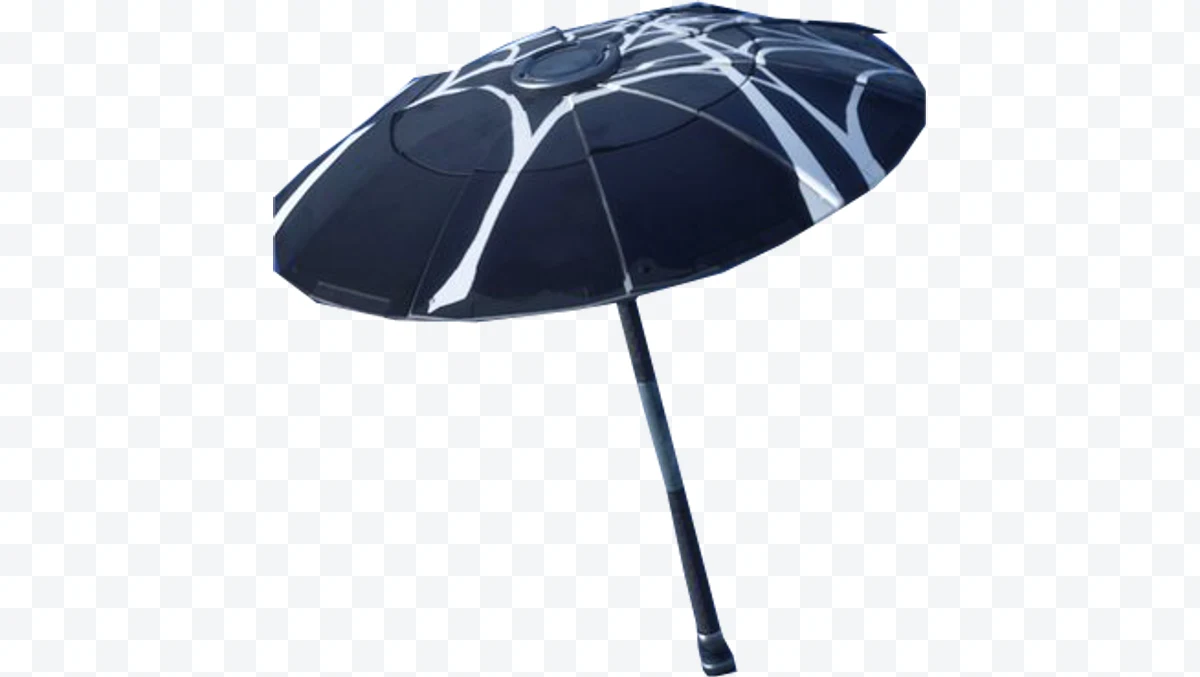 Black umbrella with white design