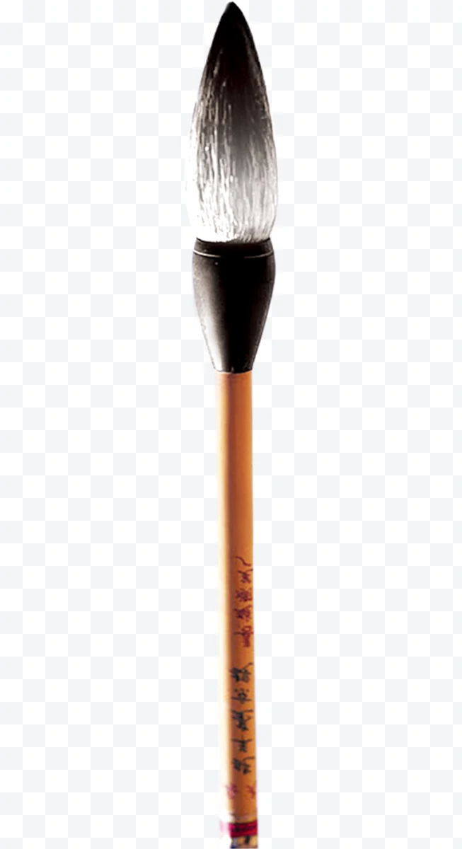 Chinese calligraphy brush with white and black hair and wooden handle