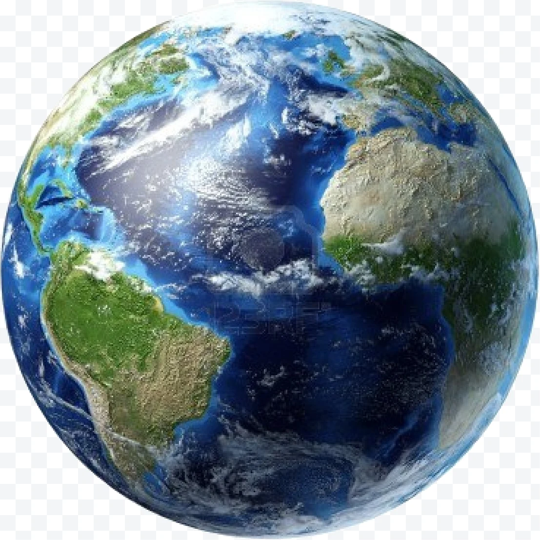 Planet Earth with continents and oceans seen from space