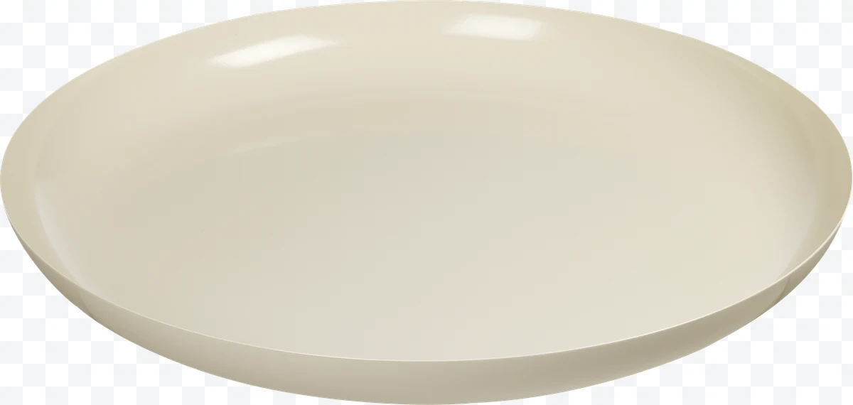 Beige round plate with smooth and shiny surface