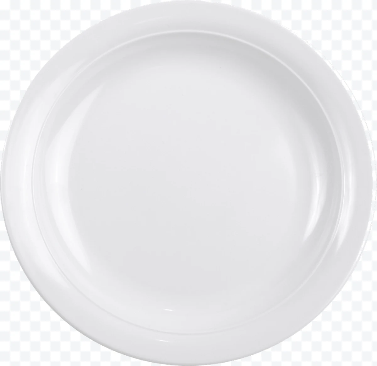 White round ceramic plate viewed from above