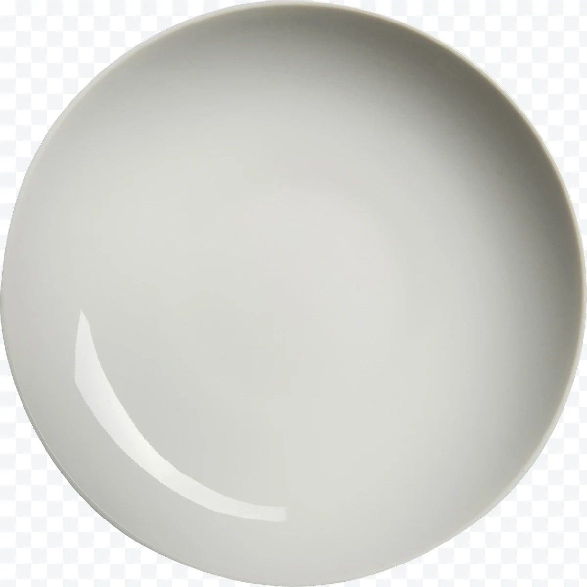 Smooth shiny white round plate seen from above