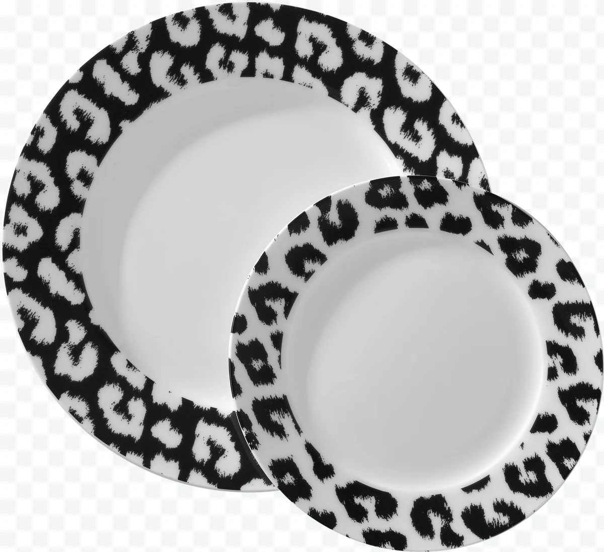 Plates with leopard print border