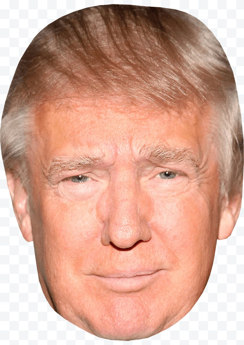 Close-up of Donald Trump's face with white background