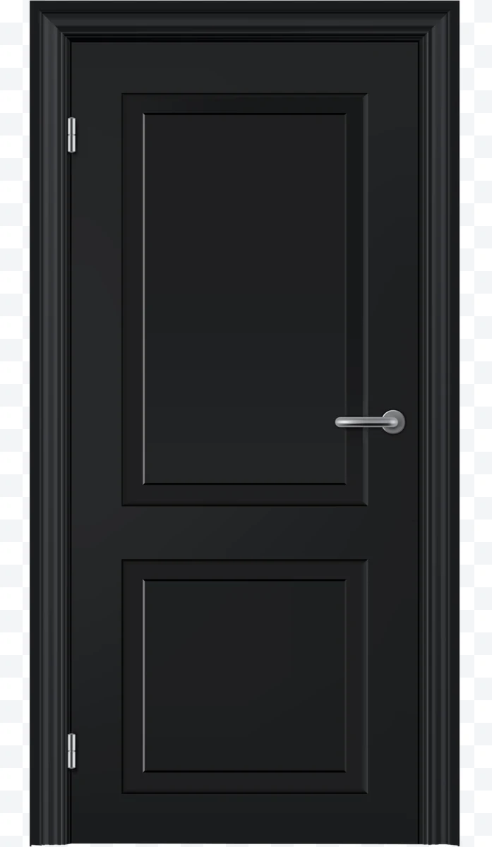 Black door with two panels and silver metal handle
