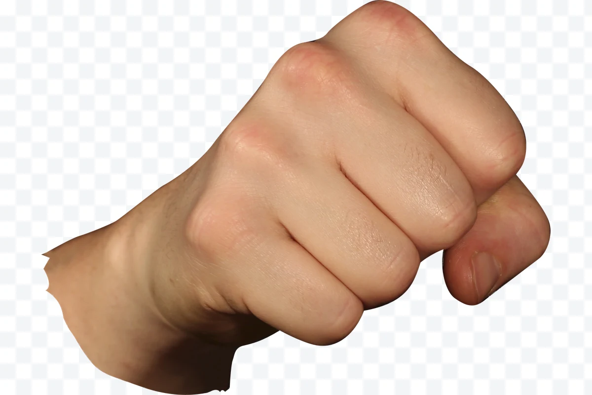Closed fist of a human hand with light skin