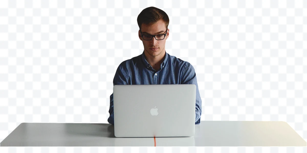 Portrait of Man with Apple Laptop