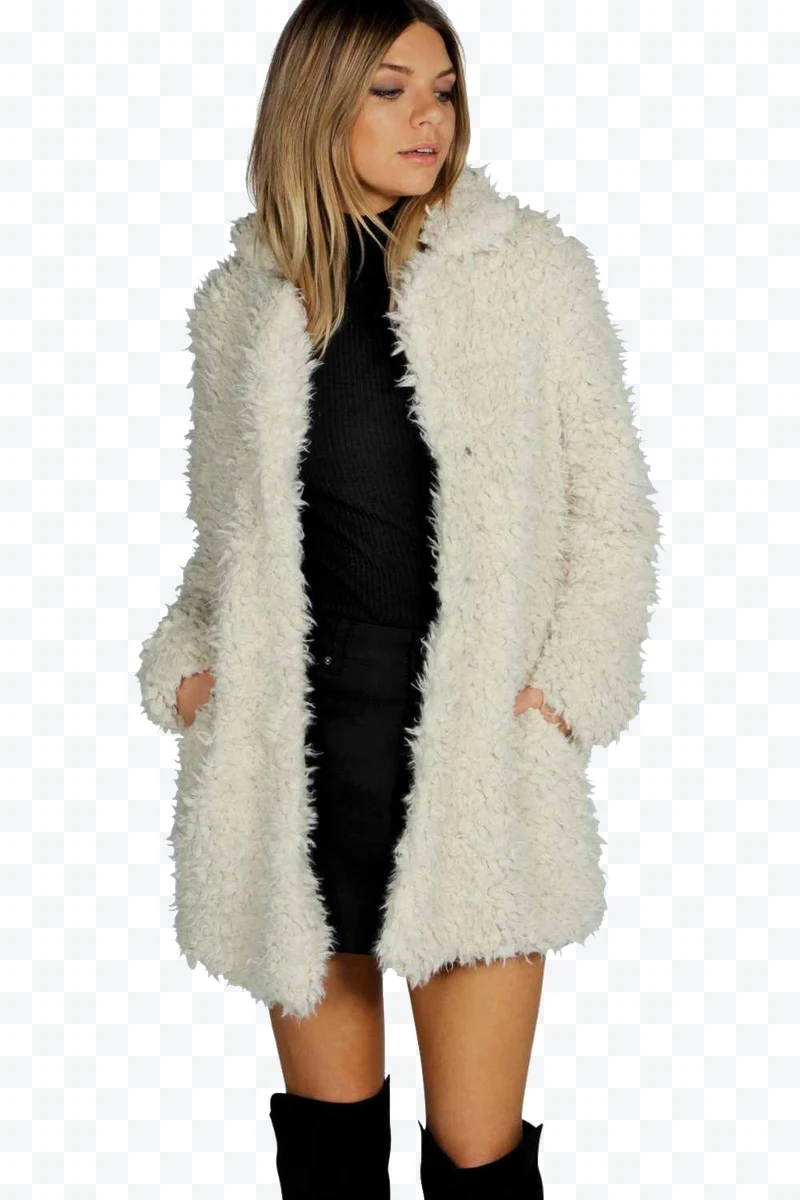 Portrait of Woman with White Plush Coat