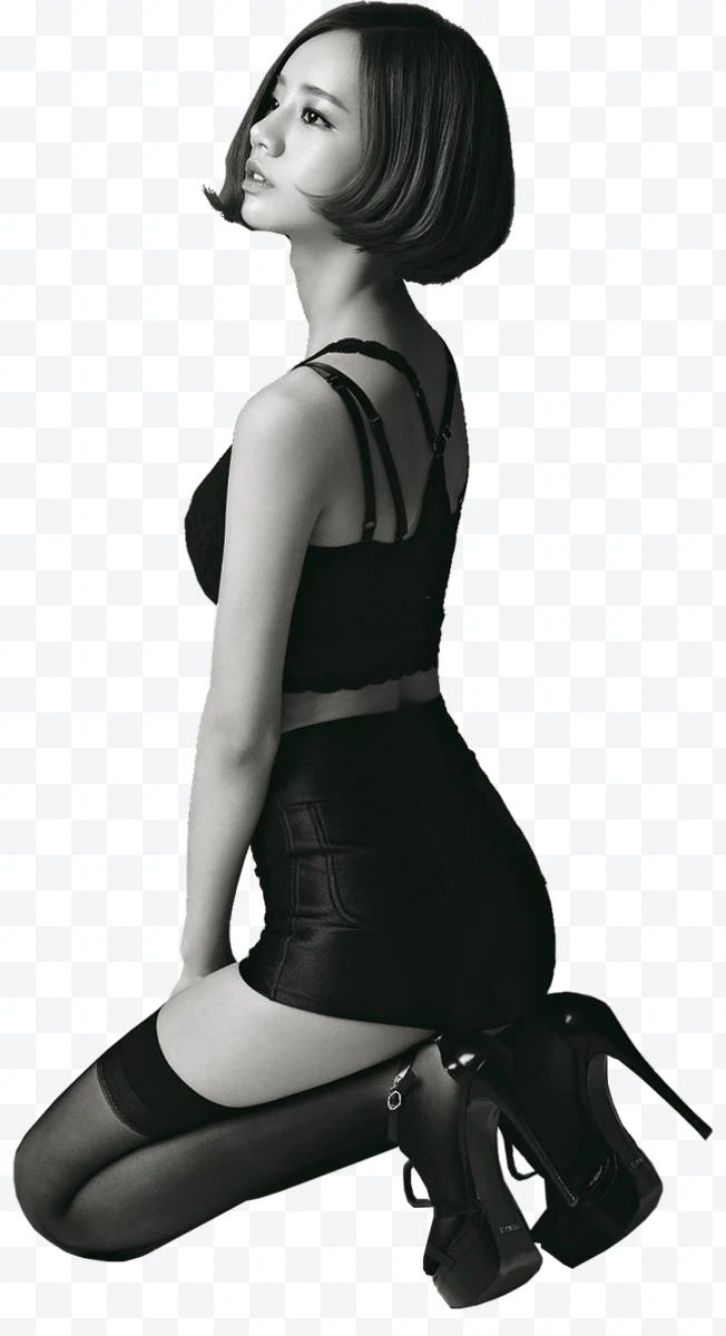 Portrait of Woman in Black Dress and Stockings