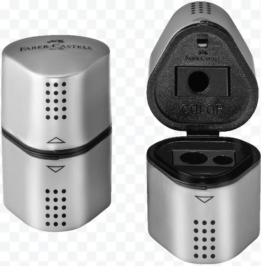 Faber-Castell double sharpener silver and black with two holes