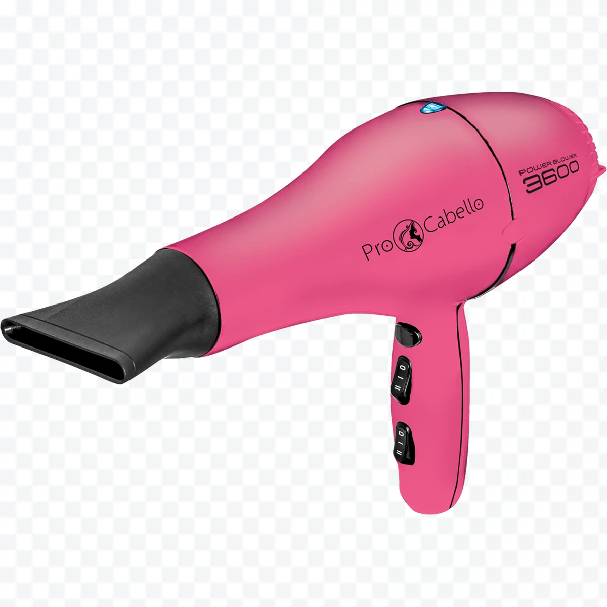 Pro Cabello Power Blower 3600 pink hair dryer with black nozzle