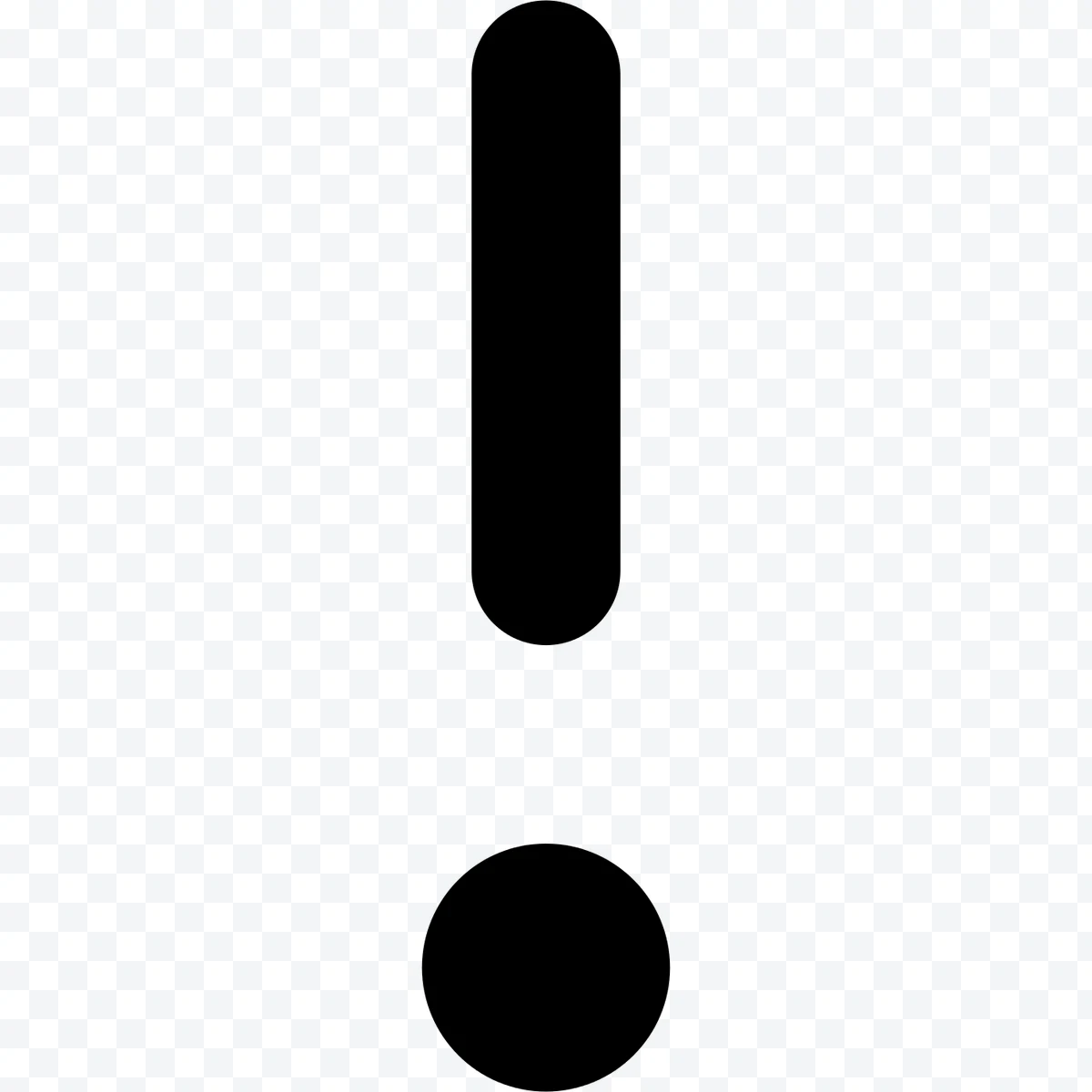 Simple black exclamation mark on a white background