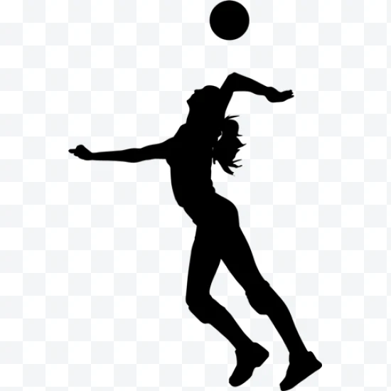 Silhouette of volleyball player jumping to attack the ball