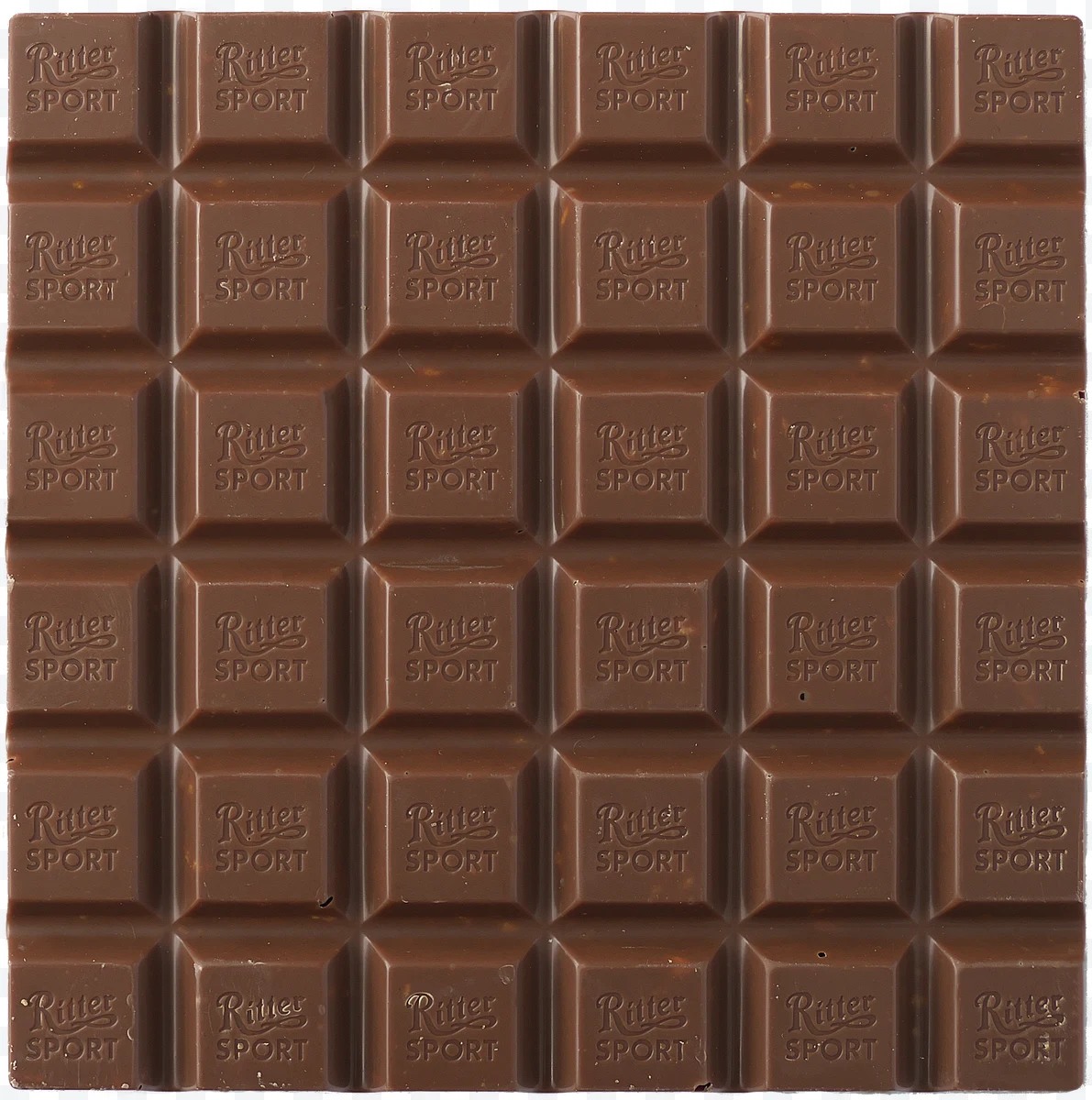 Ritter Sport milk chocolate bar with engraved logo on each piece