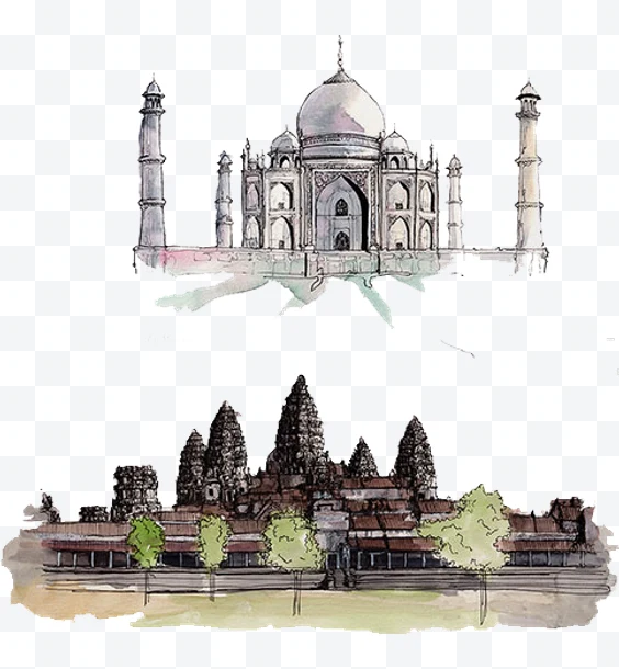 Taj Mahal and Angkor Wat