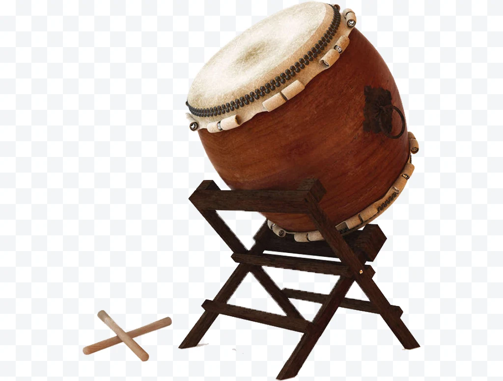 Japanese Taiko drum with wooden stand