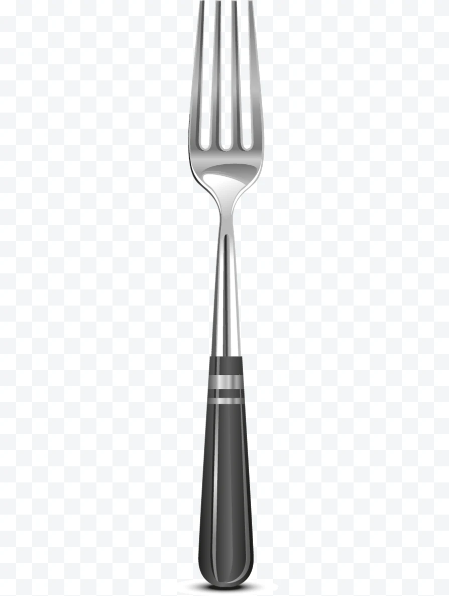 Metal fork with black handle and two silver lines