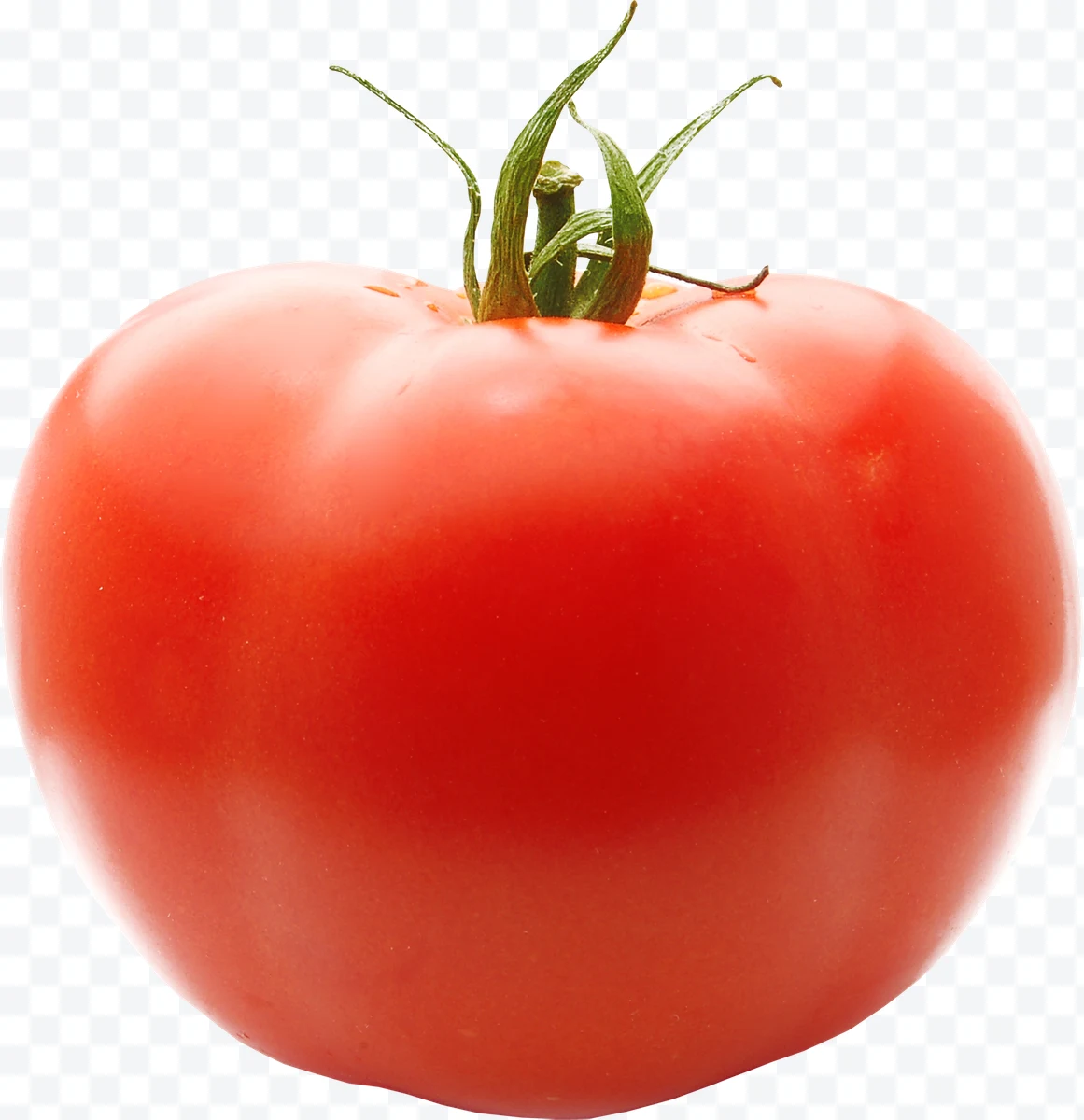 Red tomato with green stem