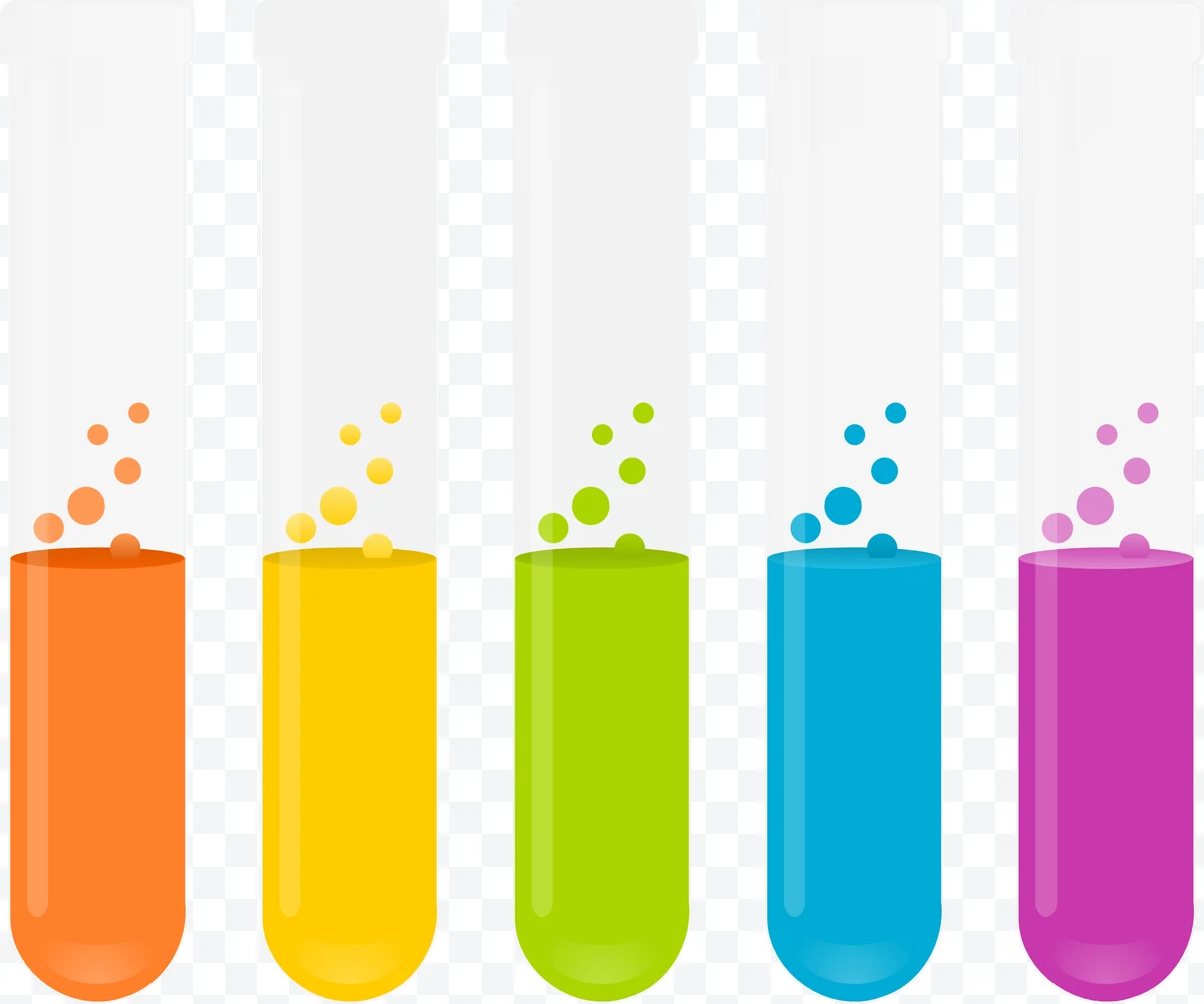 Test tubes with colored liquids