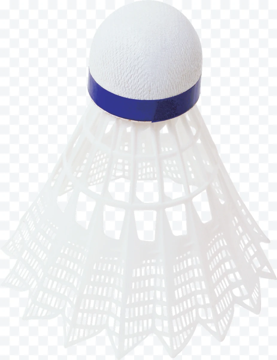 White badminton shuttlecock with blue tape on transparent background
