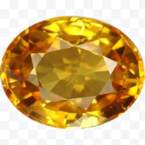 Shiny faceted oval yellow sapphire