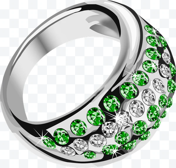 Anillo con piedras verdes y blancas