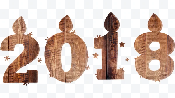 Año 2018 con diseño de madera y velas