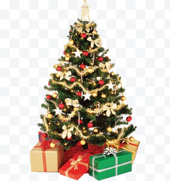 Árbol de Navidad decorado con regalos