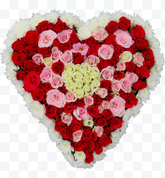Arreglo floral en forma de corazón