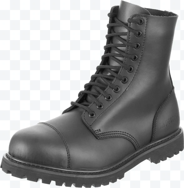 Black leather boot with laces and thick sole