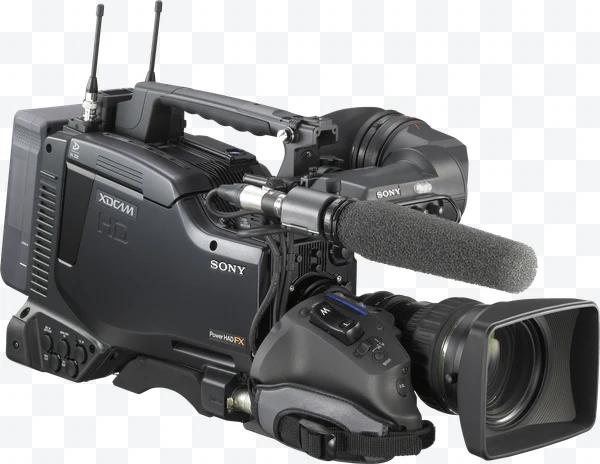 Cámara profesional Sony XDCAM HD con micrófono de espuma