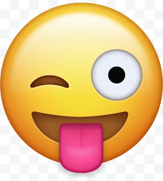 Cara con lengua afuera y guiño