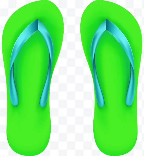 Chanclas verdes con tiras azules vistas desde arriba