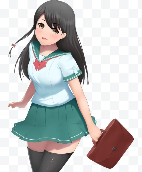 Chica anime con uniforme escolar y maletín