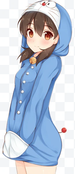 Girl in Doraemon pajamas