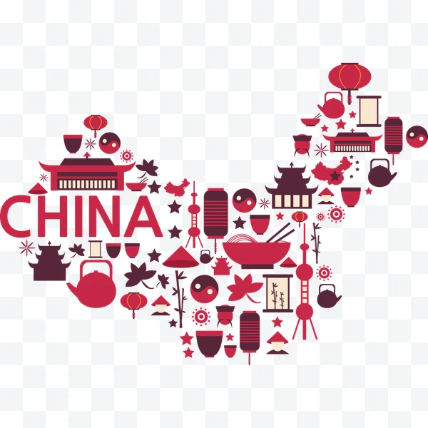 China con iconos culturales