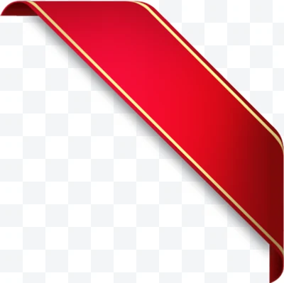 Cinta roja curvada con borde dorado sobre fondo blanco