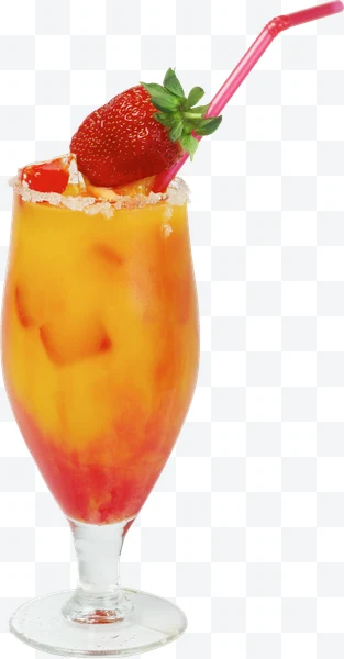 Cóctel con fresa y pajilla