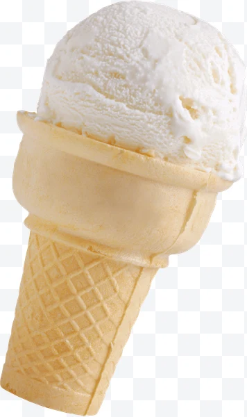 Cono de helado con bola de helado de vainilla