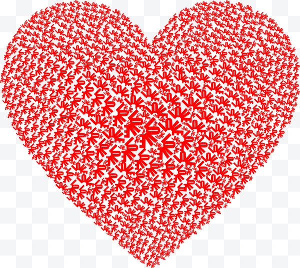 Corazón formado por múltiples manos rojas