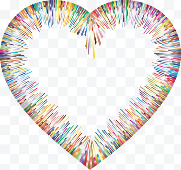 Corazón multicolor con líneas radiales