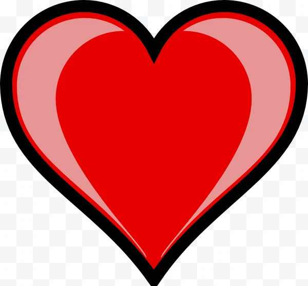 Corazón rojo brillante con borde negro