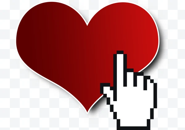 Corazón rojo con cursor de mano