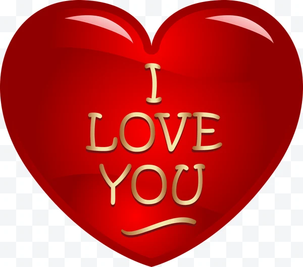 Corazón rojo con texto "I LOVE YOU"