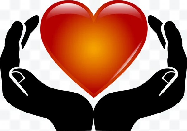 Corazón sostenido por manos