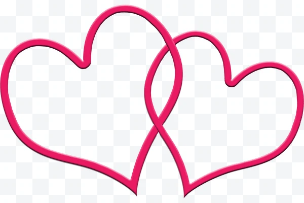 Dos corazones rosas entrelazados con líneas continuas