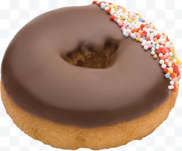 Donut con glaseado de chocolate y chispas de colores